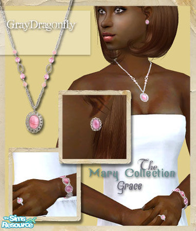 Sims 2 — The Mary Collection - Grace by GrayDragonfly — Full jewelry set includes earrings, a necklace, a bracelet, and a