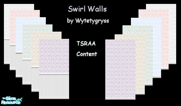 Sims 2 — Swirl Wall Collection by wytetygryss — A set of wallpapers in soft colours featuring an elegant swirl pattern.