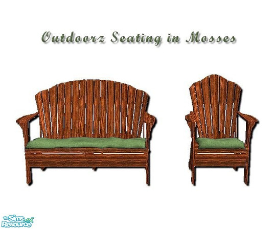 Sims 2 — Outdoorz in Mosses Seats by iwubu — The perfect compliment to the Outdoorz Wood Setz, this chair and these