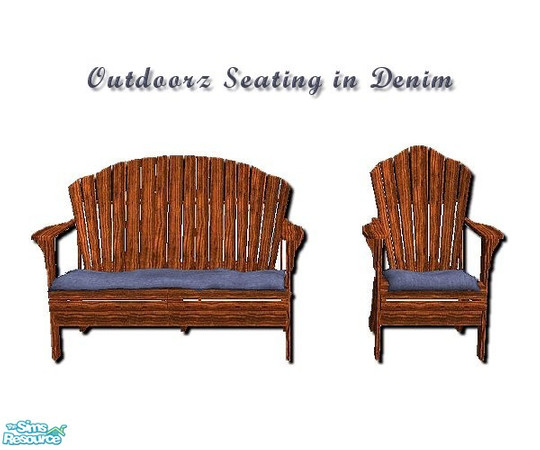 Sims 2 — Outdoorz in Denim Seats by iwubu — The perfect compliment to the Outdoorz Wood Setz, this chair and these