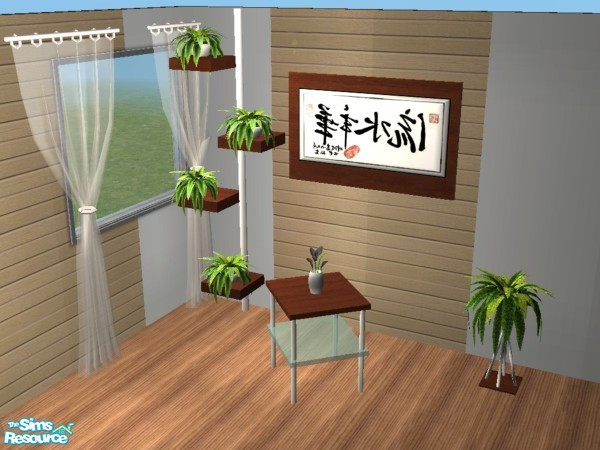 Sims 2 — Modern Stil Bedroom Plantcolumn by Funny2401 — Includes : Bed , Plantcolumn , Wardrobe , Fern (small Plant) ,