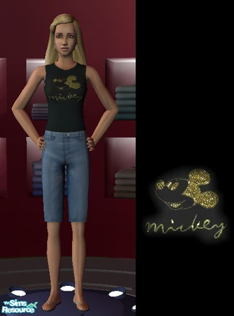 Sims 2 — D&G sequinned Mickey Mouse top by law3 — A lovely simple black sleeveless top with Mickey Mouse picked out
