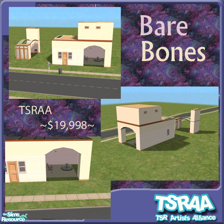 Sims 2 — Bare Bones by Mystique_Nazz — Perfect starter with basic necessities: bathroom, kitchen, bed, tv and couch,