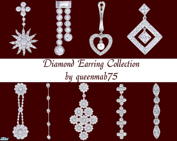 Sims 2 — Diamond Earring Collection by queenmab75 — A collection of diamond earrings for your rich Sims.