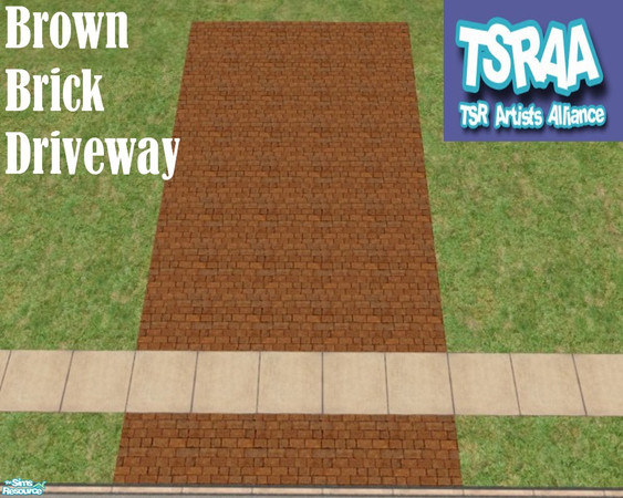 Sims 2 — Brown Brick Pavers Driveway by TSR Archive — Brown Brick Pavers Driveway part of a set of 9 Driveways, each
