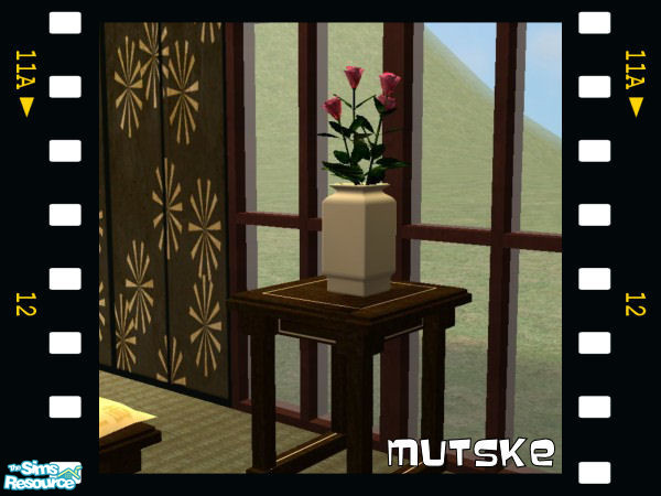 Sims 2 — Altar Vase with Roses MESH by Mutske — Nice Oriental Livingroomset. All new meshes. 2 recolors for the painting.