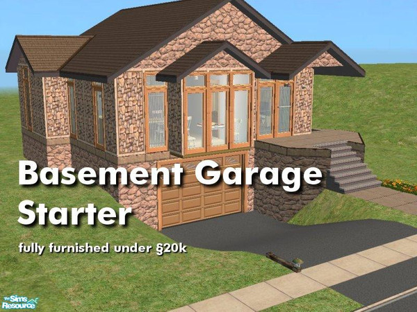 Sims 2 — Basement Garage Starter by Tiko — Made when Nightlife first appeared to illustrate a sloping drive &