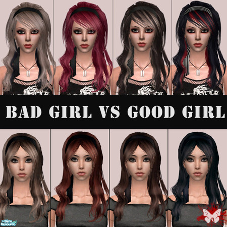 Sims 2 — 'Bad Girl Vs Good Girl' hair by Vxen — Two recolors of XMSims #54 hair. Don't forget to download the mesh from