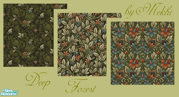 Sims 2 — Deep Forest  by Mekhi — Three dark green carpets with floral patterns, enjoy!