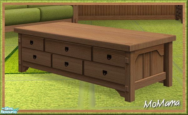 Sims 2 — NK Mission LR Green - 2 Tile Coffee Table by MoMama — A two tile coffee table in Portland Red Oak.