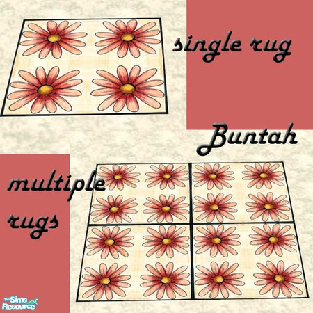 Sims 2 — Daisy Any-Size Rugs by buntah — These are recolors of the Nightlife round rug. Place them side by side to make
