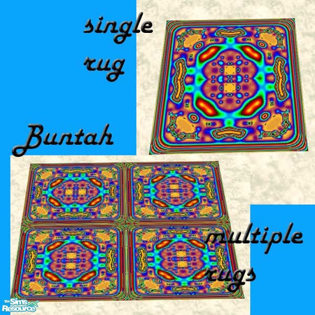 Sims 2 — Neon Any-Size Rugs by buntah — These are recolors of the Nightlife round rug. Place them side by side to make