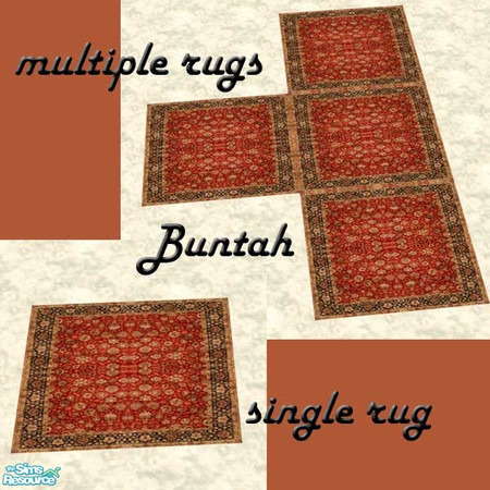 Sims 2 — Red Oriental Any-Size Rugs by buntah — These are recolors of the Nightlife round rug. Place them side by side to