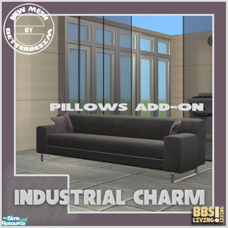Sims 2 — Industrial Charm, Pillows add-on by BetterbeSim — *Mesh* A set of pillows to be placed on the Zentime-model