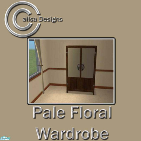 Sims 2 — Pale Floral Wardrobe by Cailca — A pale coloured set with a floral motif, Matches my Pale Floral Wall Set.