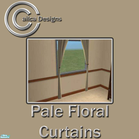 Sims 2 — Pale Floral Curtains by Cailca — A pale coloured set with a floral motif, Matches my Pale Floral Wall Set.