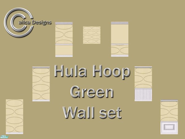 Sims 2 — Hula Hoop - Green by Cailca — A wall set in green, wiht a Hula Hoop motif. Please rate.