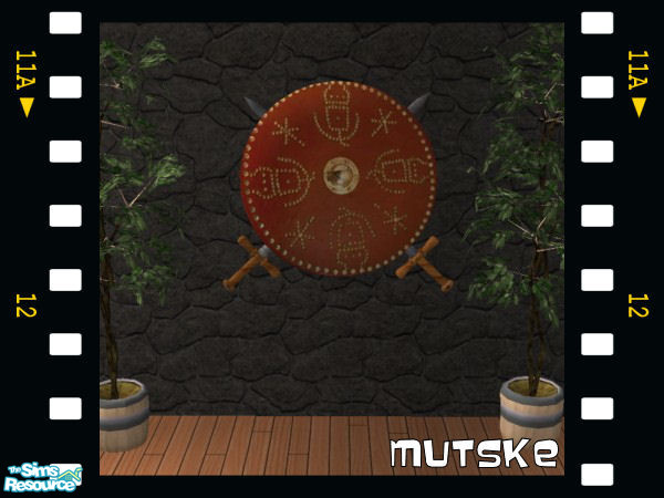 Sims 2 — Medieval Shield with swords by Mutske — Medieval Banners and shield with swords. Just for decoration. New