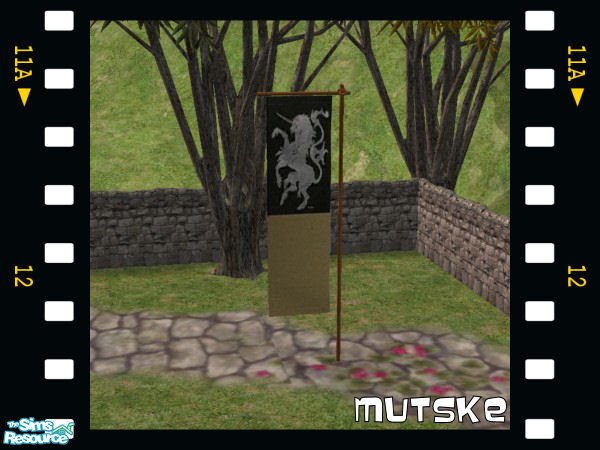 Sims 2 — Medieval Banner Mesh by Mutske — Medieval Banners and shield with swords. Just for decoration. New Meshes. 