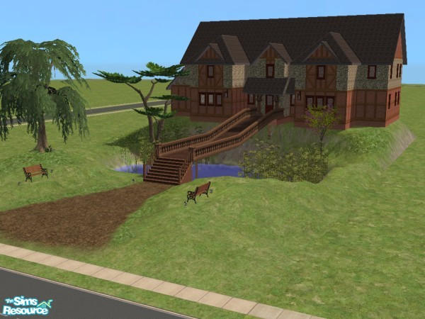 Sims 2 — Country Restaurant by lechapeau — This is a small Pub Style Restaurant on a landscaped lot. Contains Karaoke