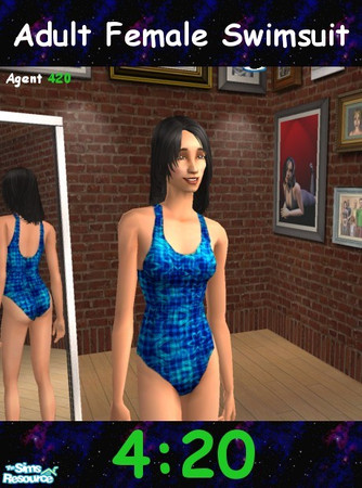 Sims 2 — Colorful Blue Swimsuit by Agent420 — This colorful blue swimsuit can be worn by adult women. - Agent 420