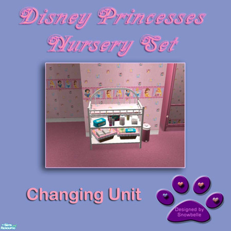 Sims 2 — Disney Princesses Nursery Set by Snowbelle — This pink nursery set matches my previously uploaded walls and