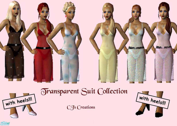 Sims 2 — Transparent Suit Collection by Carmen5 — Set of 6 gorgeous, daring, revealing dresses for your perfect sims!