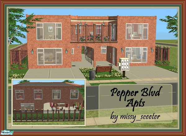 Sims 2 — Pepper Blvd Apartments by missy_sceeter — Wonderful little 4-plex w/2-2BR units & 2-studio units, all quite