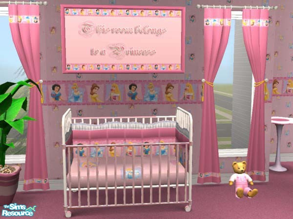 Sims 2 — Disney Princesses Nursery Set by Snowbelle — This pink nursery set matches my previously uploaded walls and