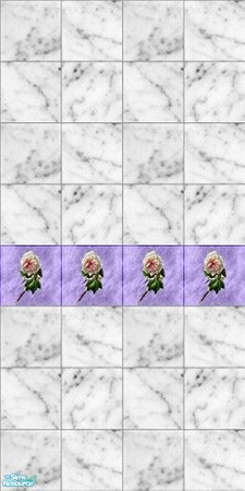 Sims 2 — Haven Scent Bathroom - Wall by Riverwillows — Lovely white marble walltile with soft lavender floral border