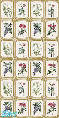 Sims 2 — Blake Flowers 1 by Lorah — Blake Flowers. 4 walls, 2 floors in gold, red, blue, beige, etc.