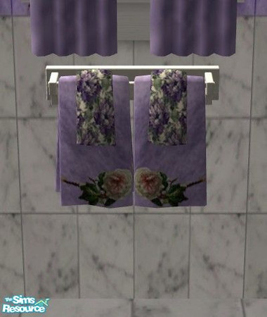 Sims 2 — Haven Scent Bathroom - Towels by Riverwillows — Sweet and lovely bathroom, in white marble and lavender floral