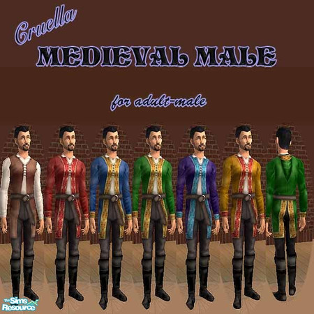 Sims 2 — am_MedievalMale by Cruella — Medieval wear for the adult-male. What castle would be complete without a Lord to