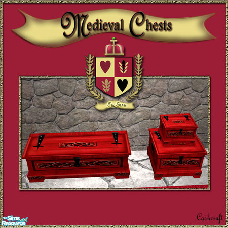 Sims 2 — Medieval Chests--Royal Red Recolors by Cashcraft — A hand-crafted marriage chests, hand forged lock, and hinges,