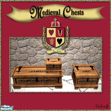 Sims 2 — Medieval Chests--Mediumwood Recolor by Cashcraft — You MUST download the large "coffee table" chest