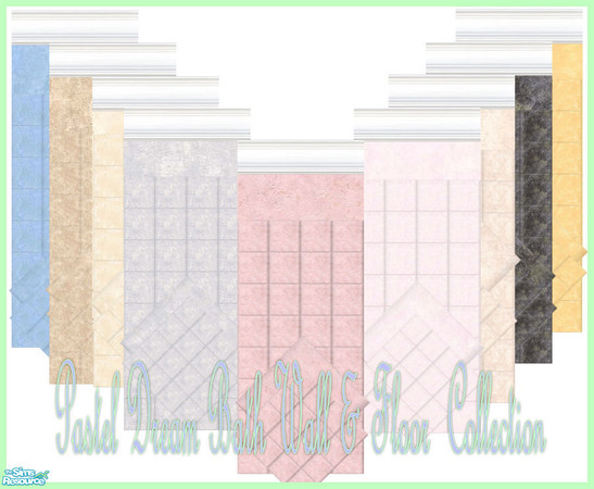 Sims 2 — Pastel Dream Bathroom Wall and Floor Collection by robbyngirl — Here a new set of Walls and Floors for your