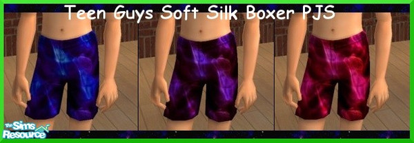 Sims 2 — After Hours Silk Boxer PJs by Agent420 — This set of dark silk boxers is for teens who want to feel super comfy
