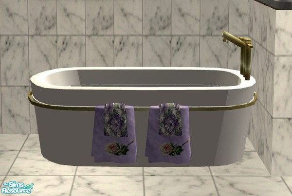 Sims 2 — Haven Scent Bathroom - Tub by Riverwillows — Sweet and lovely bathroom, in white marble and lavender floral