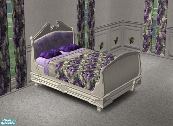 Sims 2 — Haven Scent Bedroom - Double Bed by Riverwillows — Lovely Victorian style bedroom set in soft lavender florals.