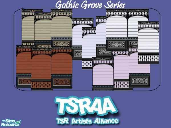 Sims 2 — Gothic Grove by c_literati — The last of the Victorian wall recolors, with all colors of Maxis siding used.