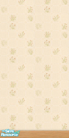 Sims 2 — Kitchen Paper by Snowbelle — One of three walls featuring a sand coloured vinyl tile and fruit design.