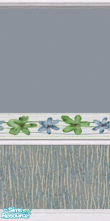 Sims 2 — Star Daisies Walls*3 by jeni —  Star Daisies Border with a grey blue wall above and and a grained dusky blue