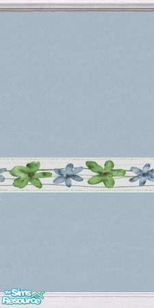Sims 2 — Star Daisies Walls*2 by jeni —  Star Daisies Border with a Blue Wall part of A mix and match selection of walls