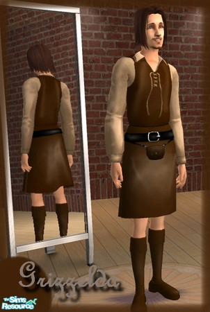 Sims 2 — Adult Brown Work Tunic by Grizzelda — This tunic is perfect for commoners and peasants alike--or just slumming