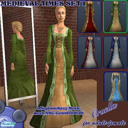 Sims 2 — am_MedievalTimesSet1 by Cruella — Elegant gowns for Queens, Princess' and Ladies of Royal decent. Made for