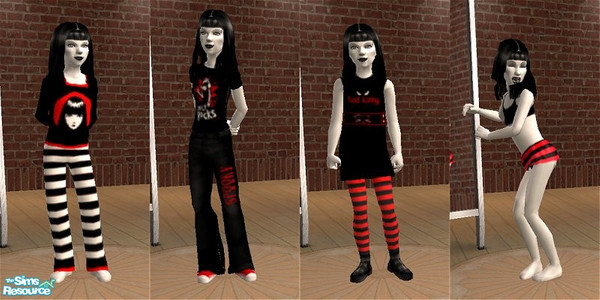 Sims 2 — sh_Emily Strange by countrysue — Clothing set for my Emily Strange sim. The complete sim can be found at