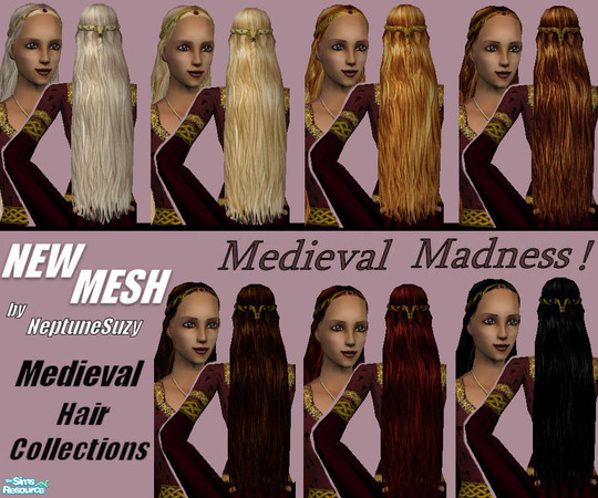 Sims 2 — NSC Hair Set35 by Neptunesuzy — Your sims will love this Long Flowing Medieval Style Hair adorned with Gold