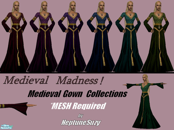 Sims 2 — NSC Medieval Gowns Set6 by Neptunesuzy — Your sims will love these Medieval Gowns with their flowing skirts and
