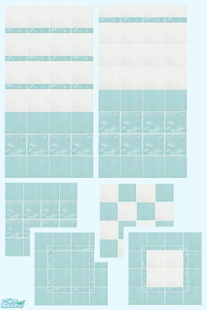 Sims 2 — Cristali by Mekhi — Delicate, aquamarine tiled walls and four matching floors, perfect for your beautiful homes