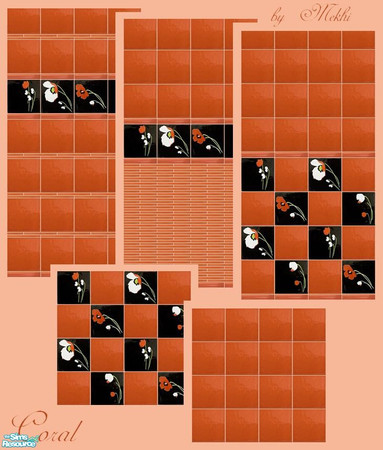Sims 2 — Coral by Mekhi — Three tiled walls and two matching floors for your sims' homes. Enjoy!